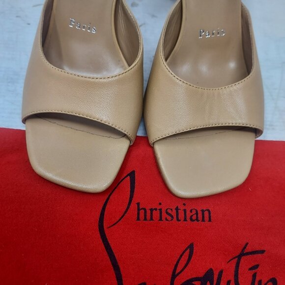Christian Louboutin Toffee Beige Condora Leather Heel Sandal - Picture 7 of 10